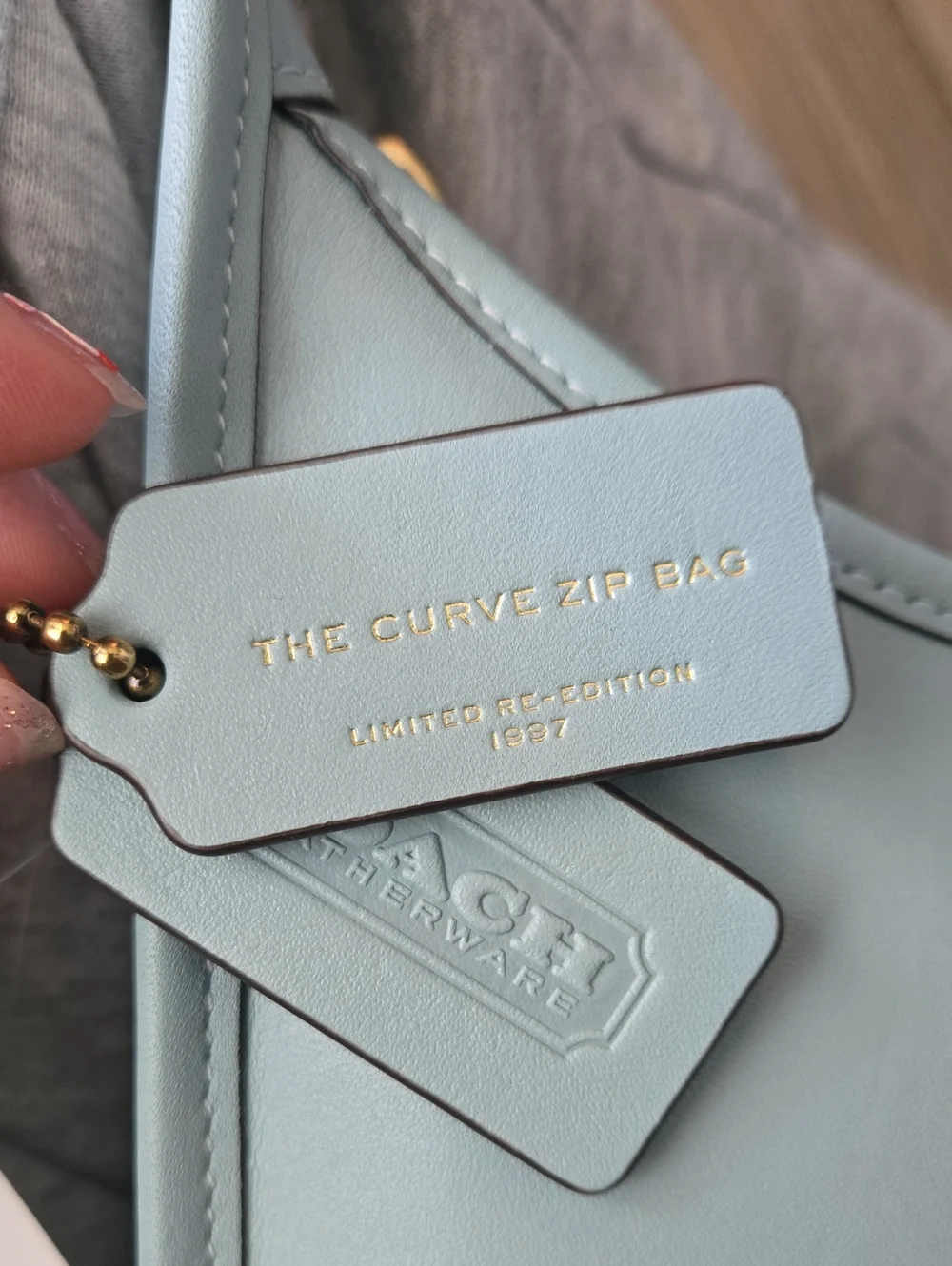 Coach Light Blue Curve Zip Shoulder Bag